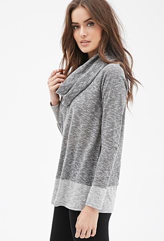 Forever21 Contemporary Marled Cowl Neck Top