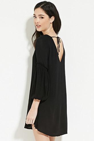 Forever21 Women's  Black V-back Shift Dress