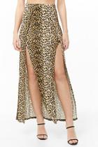 Forever21 Leopard Print M-slit Maxi Skirt