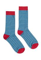 21 Men Colorblocked Stripe Socks (blue/white)