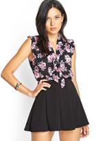 Forever21 Floral Print Tie-front Blouse