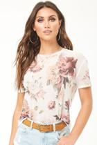 Forever21 Floral Print Mesh Tee