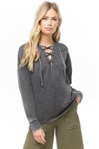 Forever21 Heathered Lace-up Hoodie