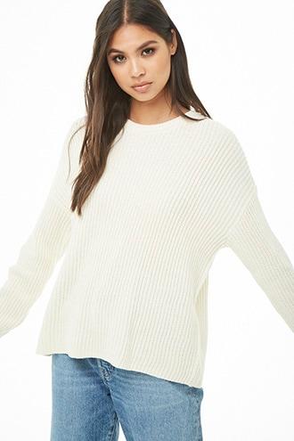 Forever21 Ribbed Knit Drop-shoulder Sweater