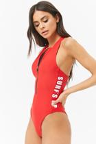 Forever21 Surfs Up Graphic One-piece Swimsuit
