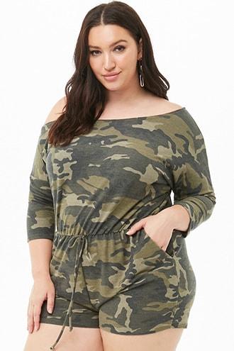 Forever21 Plus Size Camo Print Romper