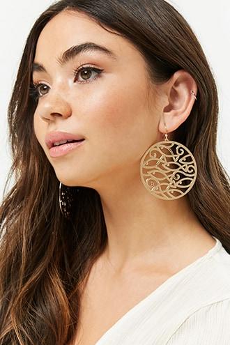 Forever21 Ornate Drop Disc Earrings