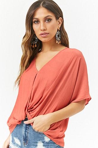 Forever21 Twisted-hem Chiffon Top