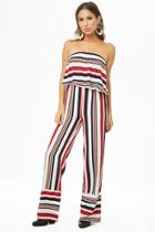 Forever21 Flounce Striped Jumpsuit