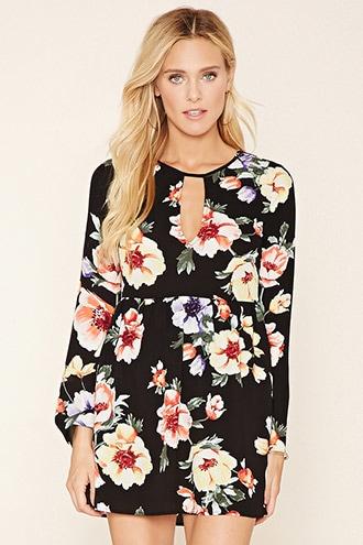 Forever21 Women's  Bell-sleeve Floral Dress