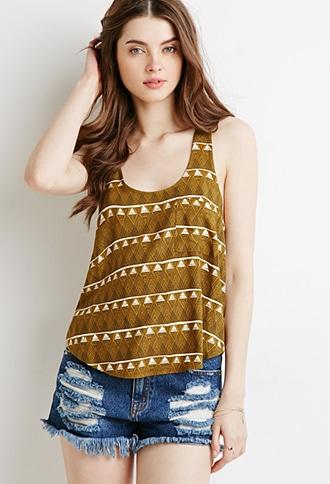 Forever21 Women's  Striped Geo Pocket Tank
