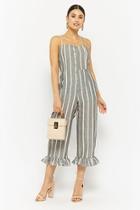 Forever21 Striped Ruffle-hem Jumpsuit