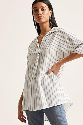 Forever21 Striped Button-back Tunic