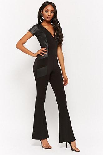 Forever21 Faux Leather Panel Jumpsuit