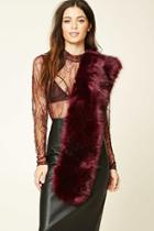 Forever21 Wine Faux Fur Stole