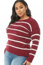 Forever21 Plus Size Fuzzy Striped Chenille Sweater
