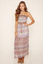 Forever21 Women's  Yellow Ornate Print Maxi Dress