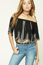 Forever21 Women's  Off-the-shoulder Scalloped Top