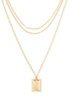 Forever21 Rectangle Rose Pendant Layered Necklace