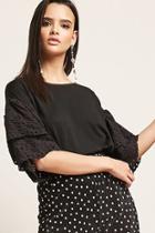 Forever21 Embroidered Lace Tiered-sleeve Top