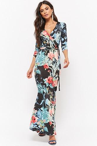 Forever21 Floral Faux-wrap Maxi Dress
