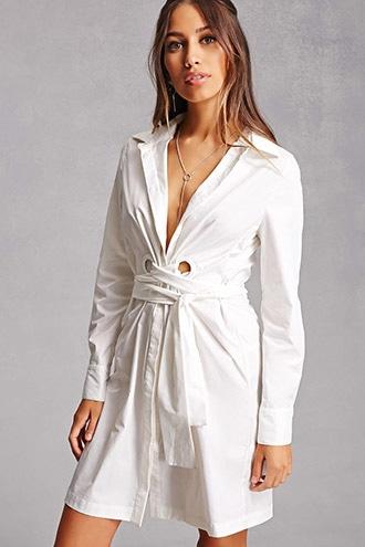 Forever21 Grommet-tie Shirt Dress