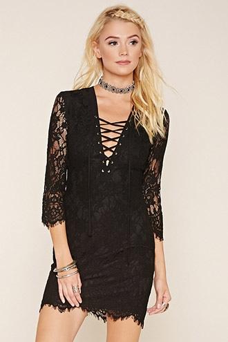 Forever21 Women's  Lace-up Crochet Dress