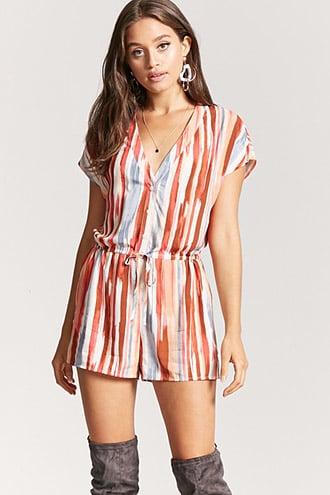 Forever21 Watercolor Striped Romper