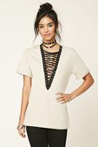 Forever21 Women's  Deep Lace-up Top
