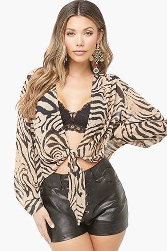 Forever21 Tiger Print Chiffon Top