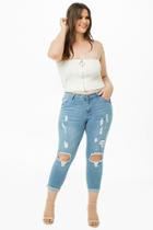 Forever21 Plus Size Distressed Cropped Jeans