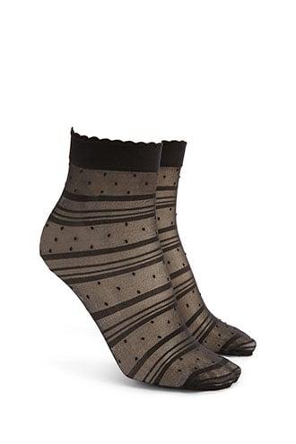 Forever21 Sheer Polka-dotted Crew Socks