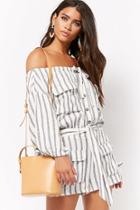 Forever21 Striped Patch Pocket Romper