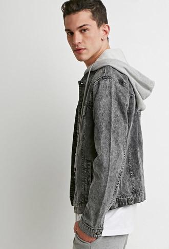 21 Men Hooded Denim Jacket