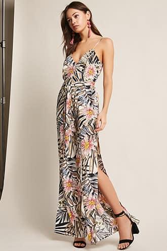 Forever21 Belted Floral Jumpsuit