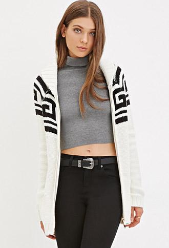 Forever21 Women's  Wool-blend Geo Cardigan