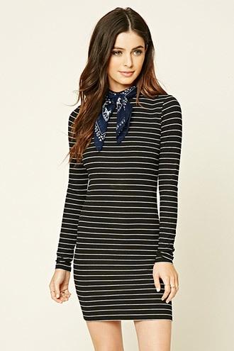 Forever21 Women's  Black & Cream Mock Neck Bodycon Dress