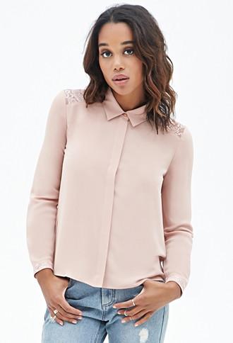 Forever21 Lace Paneled Shirt