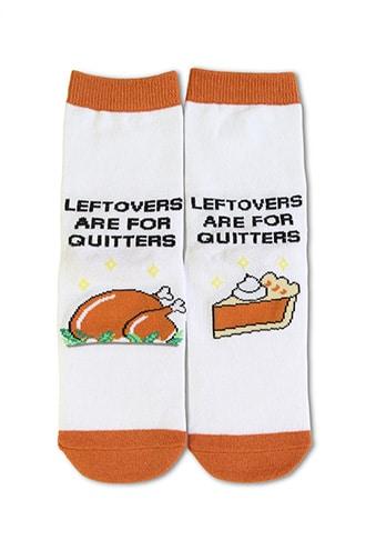 Forever21 Leftovers Are For Quitters Graphic Crew Socks