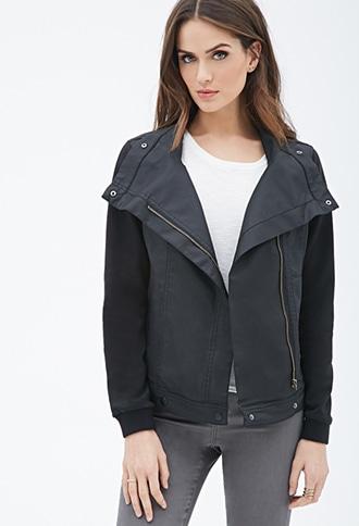 Forever21 Coated Denim Combo Jacket