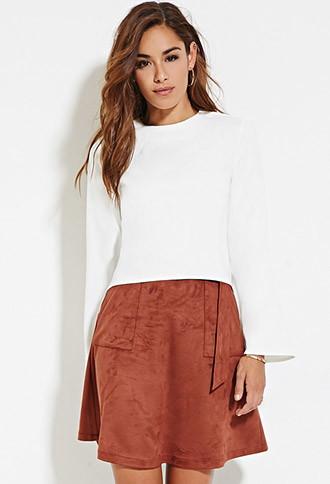 Forever21 Women's  Faux Suede D-ring Skirt