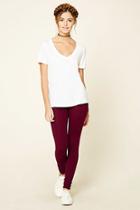 Forever21 Women's  Burgundy Heathered Knit Leggings