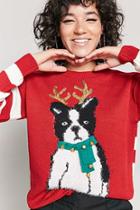 Forever21 French Bulldog Sequin Sweater