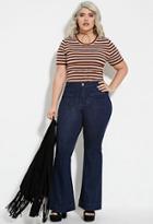 Forever21 Plus Women's  Dark Denim Plus Size Flared Jeans