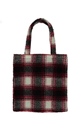Forever21 Faux Shearling Plaid Tote Bag
