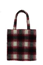 Forever21 Faux Shearling Plaid Tote Bag