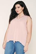 Forever21 Plus Women's  Plus Size Satin Tie Neck Top