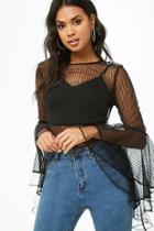 Forever21 Mesh Bell Sleeve Twofer Top