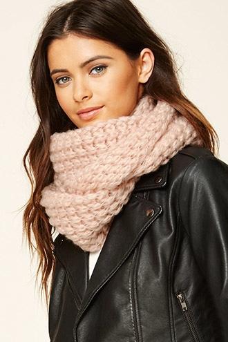 Forever21 Pink Open-knit Infinity Scarf