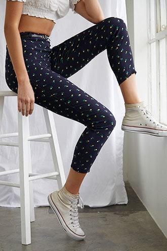 Forever21 Belted Floral Ankle Pants